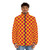 Amber orange and crimson red checkered puffer jacket - men front