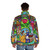 Puffer jacket with intricate stained glass pattern, featuring roses and fairytale elements - men back