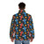 Puffer jacket featuring a retro table football pattern with players and ball - men back