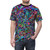 Psychedelic, trippy, and colorful t-shirt with a vibrant design for rave and festival wear - men front