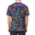 Psychedelic, trippy, and colorful t-shirt with a vibrant design for rave and festival wear - men back