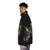 Puffer jacket with ghostly design, perfect for horror and paranormal enthusiasts - men side left
