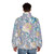 Pastel fractal puffer jacket with a colorful, psychedelic gradient pattern - men back