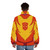 Transformers G1 Hot Rod Flames Puffer Jacket with Autobot and Rodimus Prime Graphics - men back