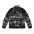 Particle Tracks Dark Puffer Jacket featuring a science-inspired design - Back