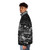 Particle Tracks Dark Puffer Jacket featuring a science-inspired design - men side left