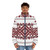 Traditional Romanian motif puffer jacket with geometric pattern - men front