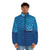 Minimalist Ocean Puffer Jacket with Geometric Mosaic Design - men front