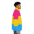 Pansexual pride flag puffer jacket with a vibrant, colorful design celebrating pansexuality and LGBTQ+ identity - men side right