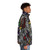 Colorful music collage pattern puffer jacket with retro vintage design - men side right