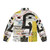 Teal and gold puffer jacket with abstract striped pattern - Back