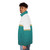 Teal and gold puffer jacket with abstract striped pattern - men side left