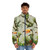 Toco toucan bird and tropical bromeliad plant puffer jacket - men front