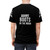 Black t-shirt with a graphic design depicting moon boots and outer space imagery - men back