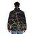 Puffer jacket featuring a rotated map of the Toronto transit system for 2030 - men back