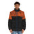 Topography puffer jacket with map print design - men front