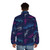 Dotwork aurora borealis puffer jacket featuring colorful swirling patterns and stripes - men back