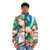 Palutena warrior puffer jacket with green color and anime/video game inspired design - men front