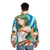 Palutena warrior puffer jacket with green color and anime/video game inspired design - men back