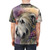 Whimsical watercolor illustration of an Irish Wolfhound on a t-shirt - men back