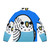 Blue budgie puffer jacket with birds pattern - Back