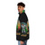 A puffer jacket featuring a superhero design from the comedy film The Meteor Man - men side left