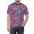 Colorful abstract pattern t-shirt featuring hobby-related cartoon elements like pineapple, tiger, and smiley face. - men front