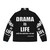 Alfred Hitchcock quote puffer jacket with "Drama Is Life" text - Back