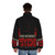 Alfred Hitchcock Psycho Puffer Jacket with birds and red and black color scheme - men back