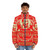 Pee Wee Herman inspired puffer jacket with tequila label design - men front