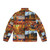 Colorful puffer jacket featuring autumnal landscape inspired by Canadian painter Tom Thomson - Back
