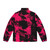 Stylish pink and black puffer jacket with abstract design, perfect for a bold, punk-inspired look - Back