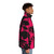 Stylish pink and black puffer jacket with abstract design, perfect for a bold, punk-inspired look - men side right