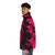 Stylish pink and black puffer jacket with abstract design, perfect for a bold, punk-inspired look - men side left