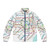 Person wearing a puffer jacket with a Tokyo metro map design