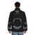 Black and white puffer jacket with dog teeth pattern - men back