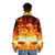A vibrant, phoenix-inspired puffer jacket with fiery design - men back