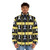 Disco yellow puffer jacket with a classic sci-fi design - men front