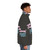 Timecop 1983 logo puffer jacket with retro 80s synthwave design - men side right