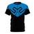 Blue Beetle armor inspired all-over print t-shirt