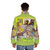 Vintage-inspired collage puffer jacket with 60s 70s retro style - men back
