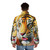 Tiger puffer jacket with abstract, colorful animal print pattern - men back