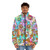 Tie dye puffer jacket featuring sun bonnets for country-inspired style - men front