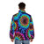 Tie dye puffer jacket with an abstract, colorful pattern - men back