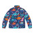 Dino Team 1 Puffer Jacket for children featuring a fun dinosaur graphic design