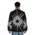 Outer Wilds white puffer jacket featuring the Eye of the Universe symbol - men back
