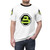 Blacktron-inspired spaceman minifigure graphic on a t-shirt - men front