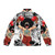Afro Samurai themed puffer jacket with black and white design and Japanese inspired graphics - Back