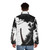 Afro Samurai themed puffer jacket with black and white design and Japanese inspired graphics - men back