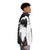 Afro Samurai themed puffer jacket with black and white design and Japanese inspired graphics - men side right